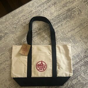 Large Trader Joe’s Canvas bag cream and navy!